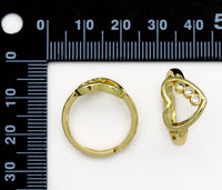 CZ Gold Open Heart Adjustable Ring, Sku#JL141