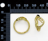 CZ Gold Open Heart Adjustable Ring, Sku#JL141