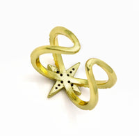 CZ Gold North Star Cross Ring, Sku#JL136