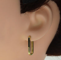 Pave Enamel Black White Rectangle Huggie Earring, Minimal earrings,sku#Y746