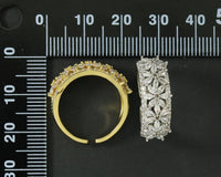 CZ Flower Adjustable Ring, Sku#B167