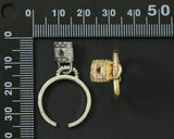 CZ Lock Adjustable Ring, Sku#X303