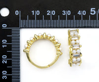 Pearl with Baguette CZ Band Ring, Sku#LD324