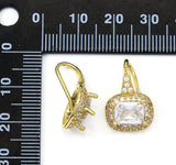 Rectangle CZ On Oval Statement Earrings, Sku#B222