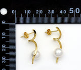 Gold CZ Pearl Curve Swirl Stud Earrings, Sku#ZX102