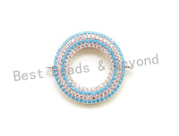 1pc/2pcs CZ Micro Pave Turquoise Donut Ring  Connector for Bracelet/ Necklace, Cubic Zirconia Space Connector, 22mm, sku#E68