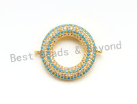 1pc/2pcs CZ Micro Pave Turquoise Donut Ring  Connector for Bracelet/ Necklace, Cubic Zirconia Space Connector, 22mm, sku#E68