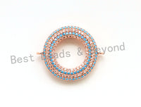 1pc/2pcs CZ Micro Pave Turquoise Donut Ring  Connector for Bracelet/ Necklace, Cubic Zirconia Space Connector, 22mm, sku#E68