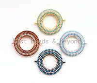 1pc/2pcs CZ Micro Pave Turquoise Donut Ring  Connector for Bracelet/ Necklace, Cubic Zirconia Space Connector, 22mm, sku#E68