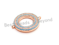 1pc/2pcs CZ Micro Pave Turquoise Donut Ring  Connector for Bracelet/ Necklace, Cubic Zirconia Space Connector, 22mm, sku#E68