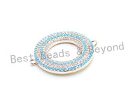 1pc/2pcs CZ Micro Pave Turquoise Donut Ring  Connector for Bracelet/ Necklace, Cubic Zirconia Space Connector, 22mm, sku#E68