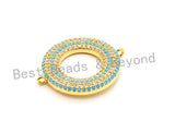 1pc/2pcs CZ Micro Pave Turquoise Donut Ring  Connector for Bracelet/ Necklace, Cubic Zirconia Space Connector, 22mm, sku#E68