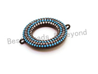 1pc/2pcs CZ Micro Pave Turquoise Donut Ring  Connector for Bracelet/ Necklace, Cubic Zirconia Space Connector, 22mm, sku#E68