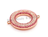 CZ Micro Pave Fuchsia Donut Ring Connector for Bracetlet/Necklace, Cubic Zirconia Space Connector, 22x27mm,sku#E69