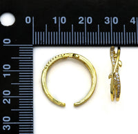 CZ Pave Gold Criss Cross Adjustable Ring, Sku#LD338