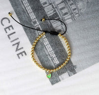 Pull Tie Style Gold hematite 4mm Bracelet with Tiny heart, sku#EF160