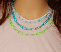 Colorful Enamel Paperclip Chain necklace, sku#EF176