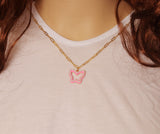 Paperclip Chain Frame Butterfly Necklace, sku#EF177