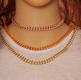High Quality Enamel Cuban Chain Necklace, sku#EF191