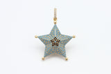 CZ Micro Pave 28x36mm Turquoise Star Pendant/Charm, Cubic Zirconia Pendant/Charm for Necklace Bracelet, Fashion Jewelry Findings, sku#F5
