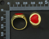 Enamel Heart Adjustable Ring, Sku#O96