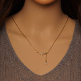 Gold Dainty Link Chain Leaf Drop Adjustable necklace, Sku#EF375