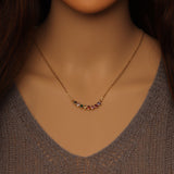 Colorful CZ Pendant Link Gold Adjustable Necklace, Sku#EF376