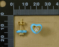 CZ Enamel Heart Stud Earrings, Sku#J336