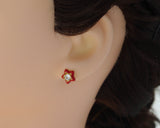 CZ Enamel Star Stud Earrings, Sku#J337