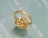 CZ Pearl Adjustable Ring, Sku#ZX51