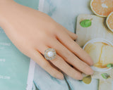 CZ Pearl Open Ring, Sku#ZX49