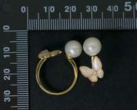 Butterfly and Pearl Open Ring, Sku#ZX47