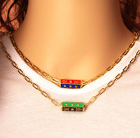 Star Tube Paperclip Chain Necklace, sku#EF198