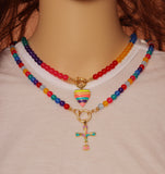 Rainbow Color Semi-Precious Gemstone Enamel Sku#EF203