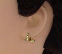 Gold Silver Huggie Earrings, Sku#J342