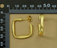 Gold  Square Huggie Earrings, Sku#J345