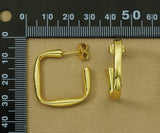 Gold  Square Huggie Earrings, Sku#J345