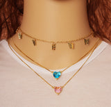 Colorful Heart Necklace, Sku#EF206