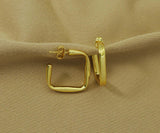 Gold  Square Huggie Earrings, Sku#J345