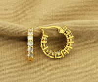 CZ Round Huggie Hoop Earrings, Sku#B191