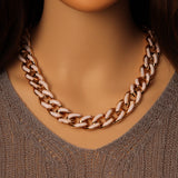 Chunky White Cuban Chain Necklace, Sku#EF500