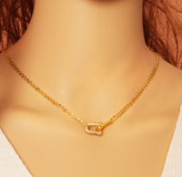 CZ U Link Dainty Chain necklace, sku#EF229
