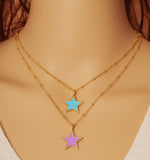 Dainty Chain Enamel Star Necklace,sku#EF241