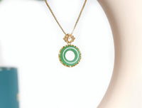 Gold Doughnut Shape Jade Charm, Sku#ZX53