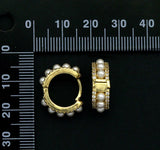 CZ Pearl Huggie Earrings, Sku#B177