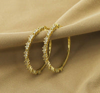 Triangle CZ Gold Huggie Hoop Earrings, Sku#LD229