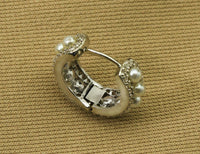 CZ Pearl Huggie Earrings, Sku#B177