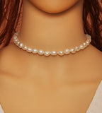 Freshwater Pearl Choker Necklace and Bracelet, Sku#EF250