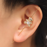 CZ Teddy Bear Long Spike Earrings, Sku#LD232