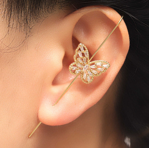 CZ Butterfly Long Spike Earrings, Sku#LD230
